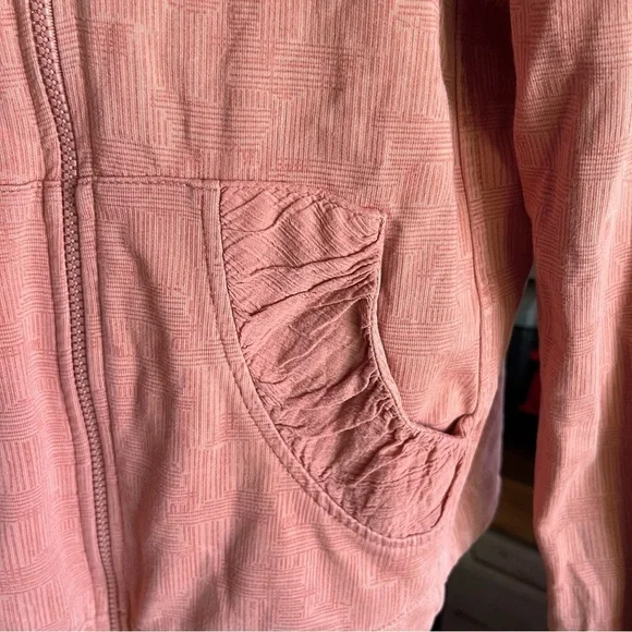 CMC Color Me Cotton Stylish Peach Jacket with Hood Crosshatch Design - Picture 10 of 13